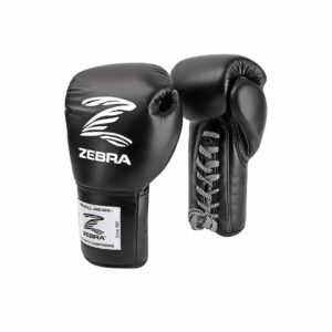 ZEBRA PRO Signature Lace Up Fight Gloves front and rear view
